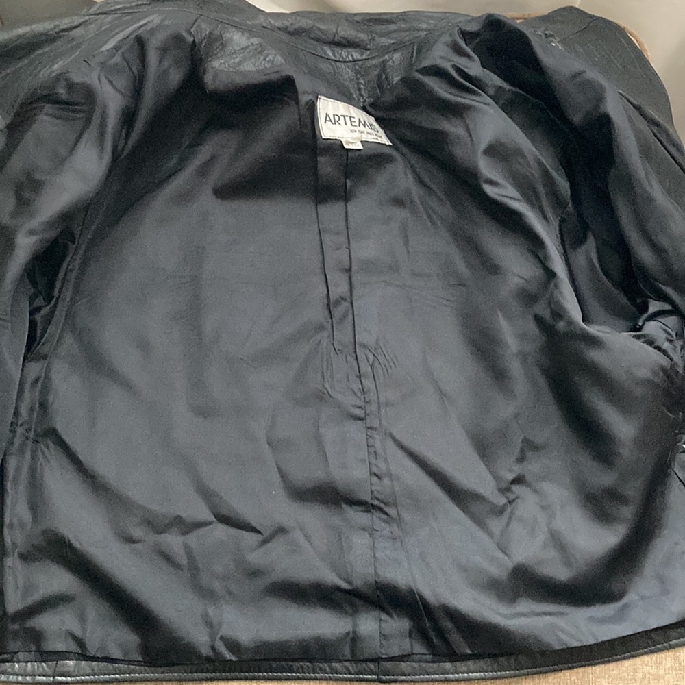 Artemis Black Leather Jacket Coat Sz M - Picture 3 of 9